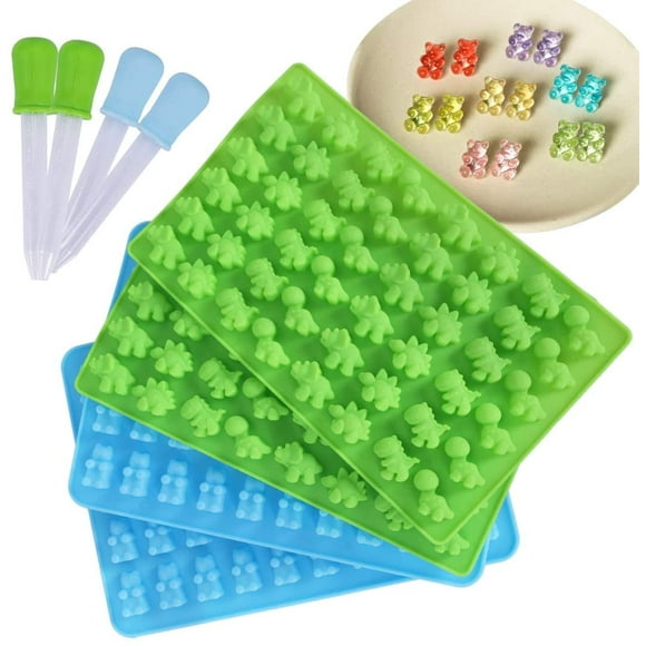 Scheam 48 - Cup Non-stick Silicone Gummy Bear and Dinosaur Molds, 4 Counts