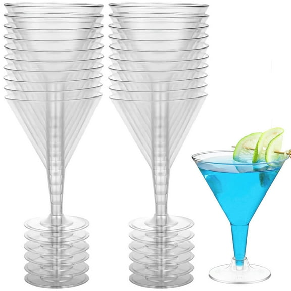 Scheam 48 Pcs Disposable Clear Martini Glasses,6 oz Plastic Cocktail Cups,Unbreakable Dessert Cups,Party Champagne Glasses,for Wine, Margarita, Beverages and Appetizers