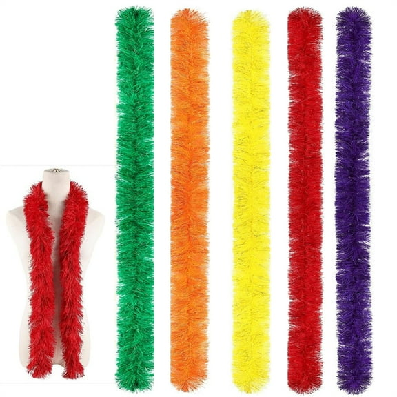 Scheam 5 Ft Colorful Feather Boas 5 Pcs Artificial Fluffy Boa Set Party Clothing Accessories Dance Costume DIY Crafts Decorations for Home Stage Christmas Wedding Birthday (Multicolor A)
