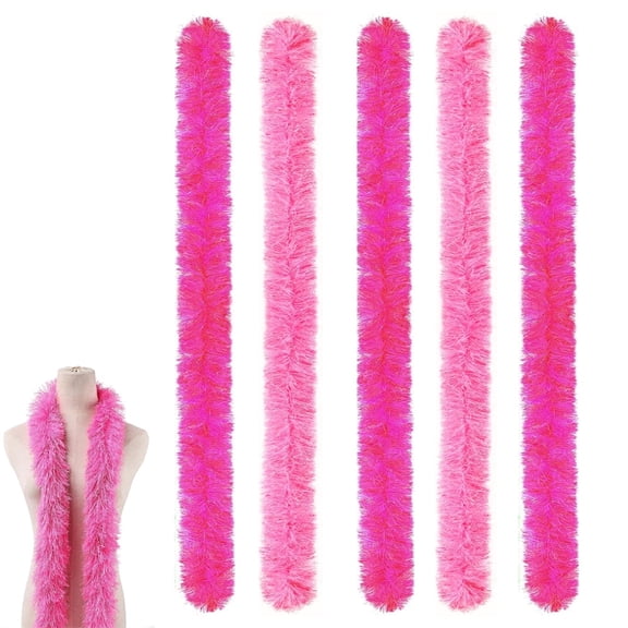 Scheam 5 Pcs Colorful Feather Boas 5 Ft Artificial Fluffy Boa Set Party Costume Accessories Stage Prom Clothing Decorations for Wedding Birthday Christmas Bachelorette (Multicolor D)