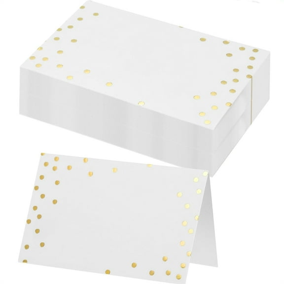 Scheam 50 Sheets Table Place Cards,White Gold Dots Tent Cards,Blank Table Setting Name Cards,for Wedding Dinner Parties Events Banquets Reserved Seating 3.5” x 2.2”