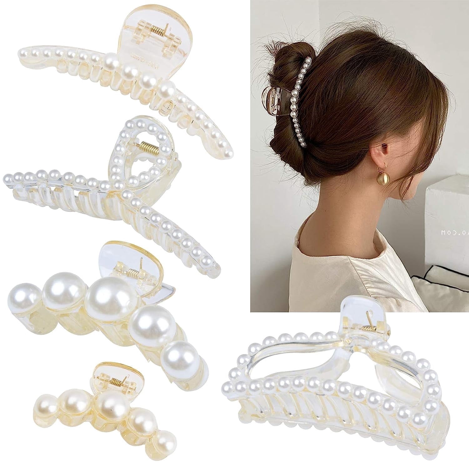 Scheam Elegant 5Pcs Large Pearl Hair Claw Clips, Hair  display picture 1