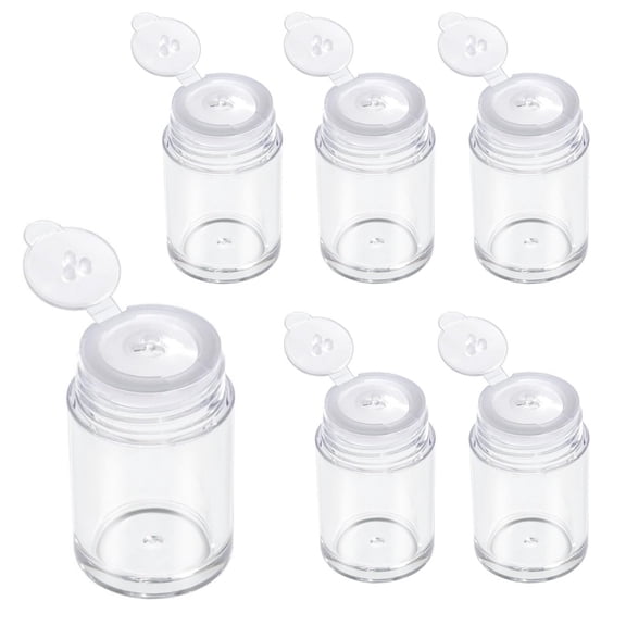 Scheam 6 Pcs Clear Plastic Loose Powder Bottle,Travel Powder Container,Empty Powder Jars with 3 Holes Sifters and Lids,10 ml Mini Cosmetic Containers,for Glitter, Eyeshadow, Samples
