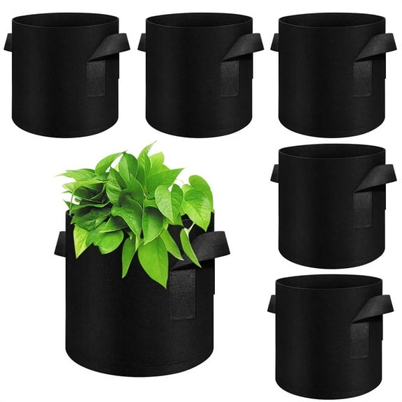 Scheam 6 Pcs Floating Pond Plants Liner,1 Gallon Aquatic Lily Plant Pots,Thickened Non-Woven Plant Fabric Planter with Handles,Reusable Planting Grow Bag,for Lotus Potato Onion Flower Black