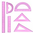 thumbnail image 1 of Scheam 6 Pcs Plastic Ruler Math Set,Includes 45 | 60 Degree Triangle Rulers,180 Degree Protractor,12 Inch 6 Inch Straight Ruler,Measuring Tool for Classroom Office (Clear Pink), 1 of 4