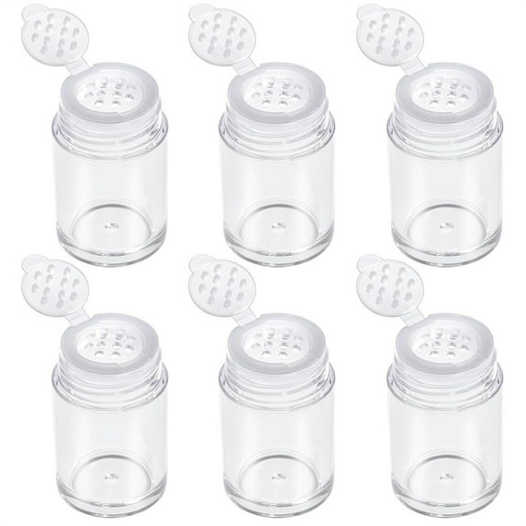 Scheam 6 Pcs Travel Powder Container,Clear Plastic Loose Powder Bottle,Empty Powder Jars with 12 Holes Sifters and Lids,10 ml Mini Cosmetic Containers,for Glitter, Eyeshadow, Samples