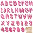 thumbnail image 1 of Scheam 72 Pcs Pink Varsity Iron-on Letters Alphabet A-Z Embroidered Patches Embroidered Numbers 0-9 Applique DIY Crafts Sewing Repair Patches for Clothing Hats Shoes Bags, 1 of 7