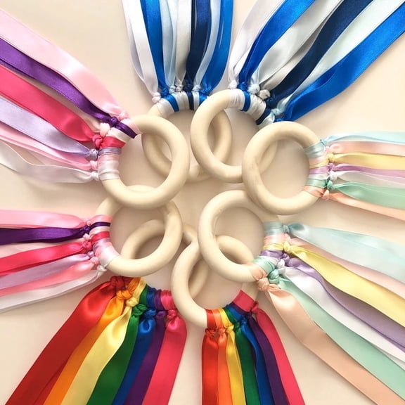 Scheam 8Pcs Sensory Toys Rainbow Color Ribbon Hand Kite Education Baby Ribbon Toy Learning Educational Toys for Toddler Gift for Kids(Fresh Color)