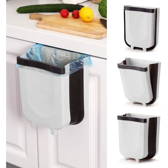 Scheam 9 L Collapsible Open Top Trash Can, White