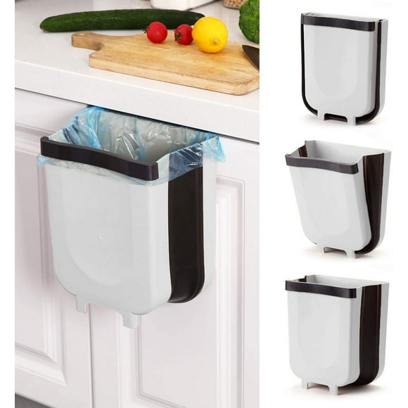 Scheam 9 L Collapsible Open Top Trash Can, White