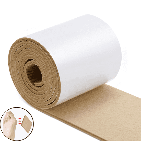 Scheam 5.9" x 6.5 Ft Soft Sticky Felt Pads,Adhesive Felt Sheet Padding Felt Strips,Thick Self Stick Felt Tapes,Provide Cushioning and Support for Pain Foot,Beige,1 Roll