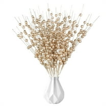 Scheam Artificial Champagne Glitter Berry Picks 10 Pcs Christmas Ball Decorative Sticks Berries Twigs Branches Xmas Tree Ornaments for DIY Wreath Crafts Gifts,Home Holiday Decoration