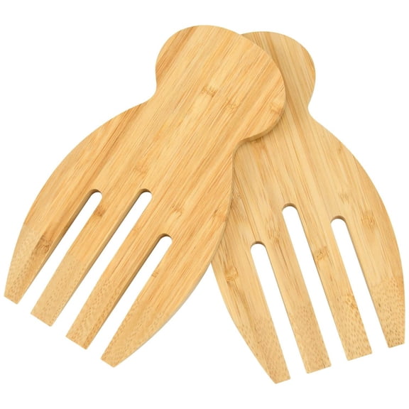 Scheam Bamboo Salad Mixing Forks,Natural Salad Hands,Natural Wood Salad Claws Set,Handmade Kitchen Tools,Creative Serving Utensils for Serving & Tossing 2 Pcs
