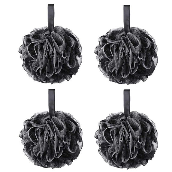 Scheam Bath Shower Loofah Sponge 70g/PCS Bath Sponges for Men Exfoliating- Set of 4 Black Sponges