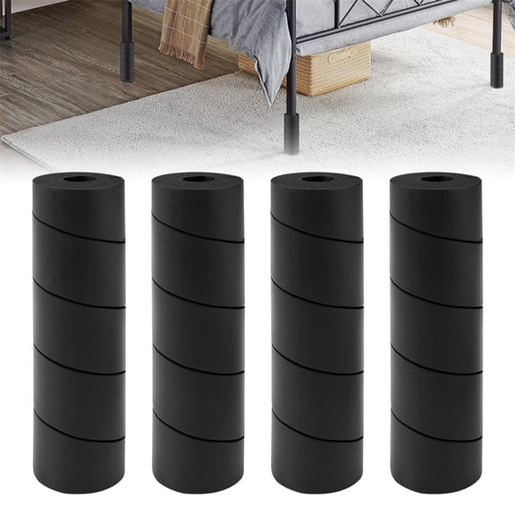 Scheam Black Bed Frame Leg Covers,Rubber Bed Leg Pads,Reusable Foot Collision Guards,Toe Cushion for Any Furniture Leg,Non-Adhesive Feet Protectors for Hard Furniture Legs 4 Pcs