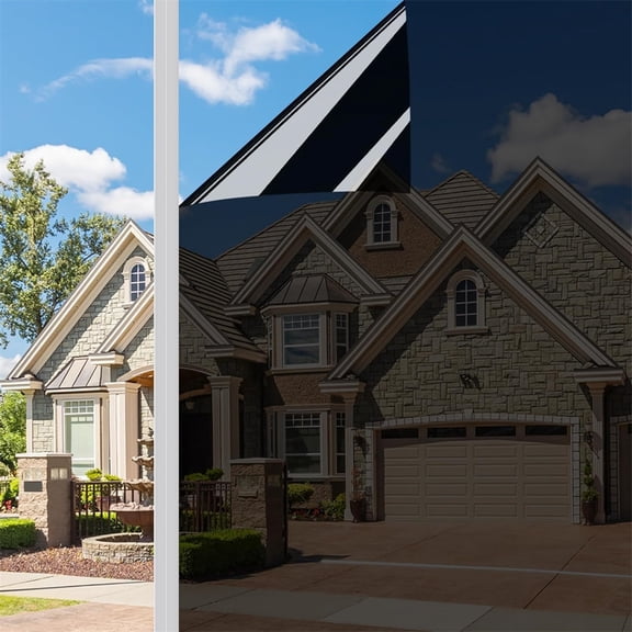 Scheam Black Static Cling Window Tint Film,One Way Window Privacy Film,Anti UV Light Blocking Cover for Glass Windows,Heat Reflective Window Film,for Home Office,17.5 in X 6.5 Feet,1Pcs