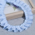 thumbnail image 1 of Scheam Blue Frilled Gingham Ribbon Trim 1.57" x 5yd Gingham Ruffle Pleated Lace Trim Checkered Fabric Edge Trimming for Sewing Bridal, Baby Clothes, Blankets, Pillows DIY Decorations, 1 of 7