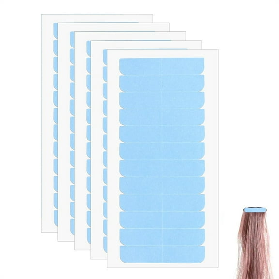 Scheam Blue Hair Extension Tape 60 Pcs Strong Adhesive Replacement Tape Invisible Waterproof Wig Tape Double Sided Hair Tape for Lace Wigs Toupee Hairpiece Supplies (1.5 x 0.3in)