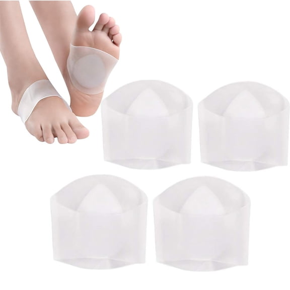 Scheam Clear Gel Arch Support Socks,2 Pairs Elastic Silicone Arch Sleeve,Reusable Orthopedic Shoe Pad,Unisex Foot Relief Cushions,for Flatfoot Relief Reduction Foot Pain (L)