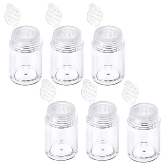 Scheam Clear Plastic Powder Bottle,12 Holes Sifters Loose Powder Jars,Empty Cosmetic Containers with Lids,10 ml Mini Travel Powder Containers for Glitter Makeup Samples 6 Pack
