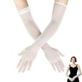 thumbnail image 1 of Scheam Clear White Tea Party Gloves,21.6" Long Satin Elbow Gloves,1920s Opera Gloves,Women Stretchy Gloves,for Bridal Prom Costumes Dance Formal Dress 1 Pair, 1 of 7
