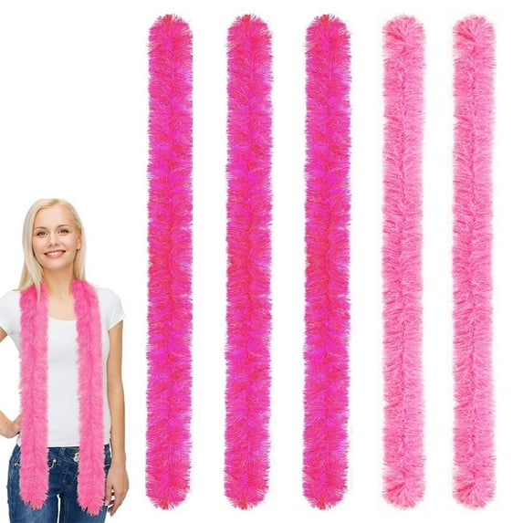 Scheam Colorful Feather Boa Set 5 Pcs Artificial Fluffy Boas 5 Ft Stage Clothing Accessories Dance Costume DIY Crafts Decorations for Home Christmas Wedding Birthday Party (Multicolor D)