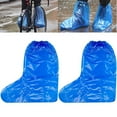 thumbnail image 1 of Scheam Disposable Waterproof Boot Covers,10 Pair Plastic Boot Covers for Rain,Non-Slip Shoe Protectors,Elastic Band Boot Covers,for Men and Women Outdoor Overshoes (Blue), 1 of 7