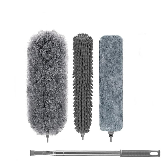 Scheam Dusters for Cleaning, 110-inch Extra-Long Floor Duster with Extension Pole Bendable Microfiber Head Washable Ceiling Fan Cleaner Duster for High Ceilings, FurnitureGray