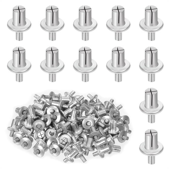 Scheam Hammer Drive Expansion Nails,100 Pcs Aluminum Core Rivets with Half Round Head,Knock Type Stainless Steel Piercing Rivet Rod Screws Fasteners Furniture Accessories (5x7mm)