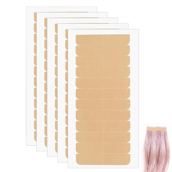 Scheam Khaki Hair Extension Tape 60 Pcs Strong Adhesive Replacement Tape Invisible Waterproof Wig Tape Double Sided Hair Tape for Lace Wigs Toupee Hairpiece Supplies (1.5 x 0.3in)