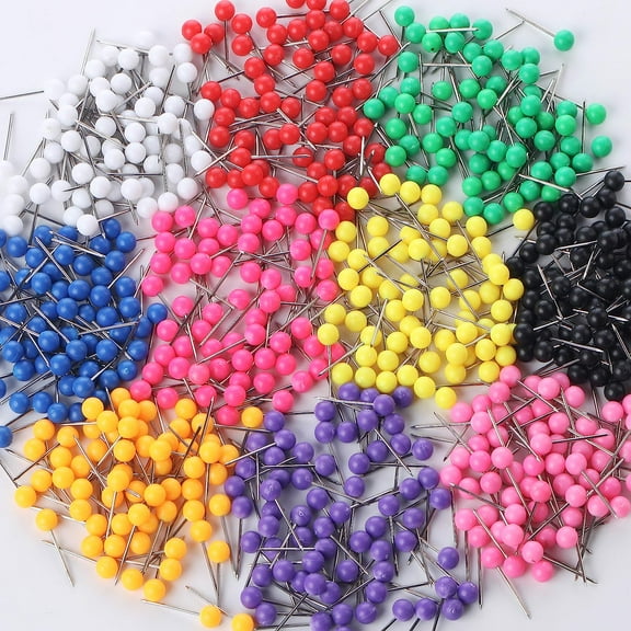 Scheam Map Pins, Push Pins for Cork Board, 500 Pack, 10 Colors, Straight Pins, Straight Pins with Colored Heads,Map Push Pins,Push Pins, Push Pins for Travel Map, Map Pins Multi Colored