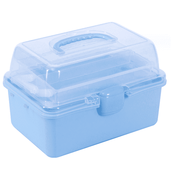 Scheam Medicine Storage Box Empty,3 -Tier Fold Tray Medicine Box with Pill Case, Family First Aid Box, Portable Handled Medical Box for First Aid, Medicine and Pharmacy Items Supplies ,Blue