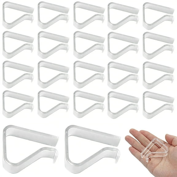Scheam Non Slip Clear Tablecloth Clips,24 Pcs Small Plastic Table Cover Holder Clips,Outdoor Windproof Fixing Clamps,for Home Kitchen Wedding Meeting Party Camping Picnic - S