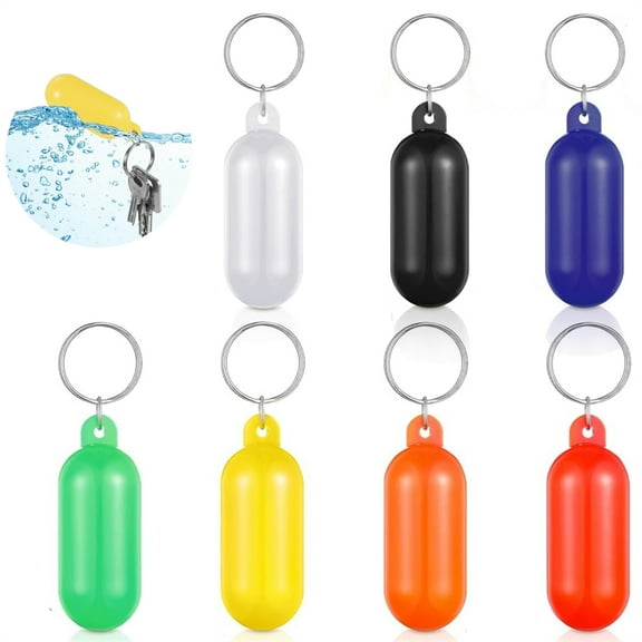 Scheam Outdoor Floating Keychain,7 Pcs Boat Float Key Ring,Bright Color Waterproof Key Pendant,Oval Shape Key Holder,Water Sport Accessory,for Beach Pool Kayak Surfing Sailing (Multicolor)