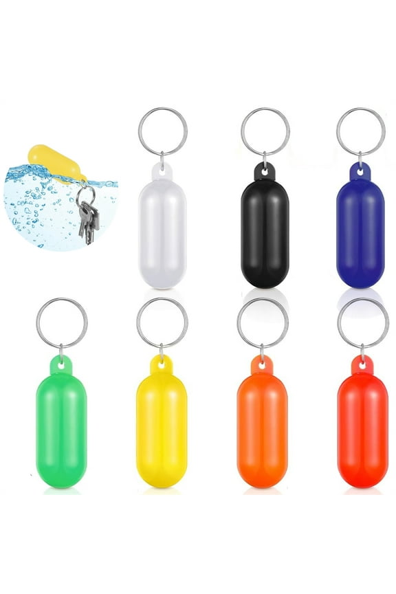 Outdoor Floating Keychain,7 Pcs Boat Float Key Ring,Bright Color Waterproof Key Pendant,Oval Shape Key Holder,Water Sport Accessory,for Beach Pool Kayak Surfing Sailing (Multicolor)