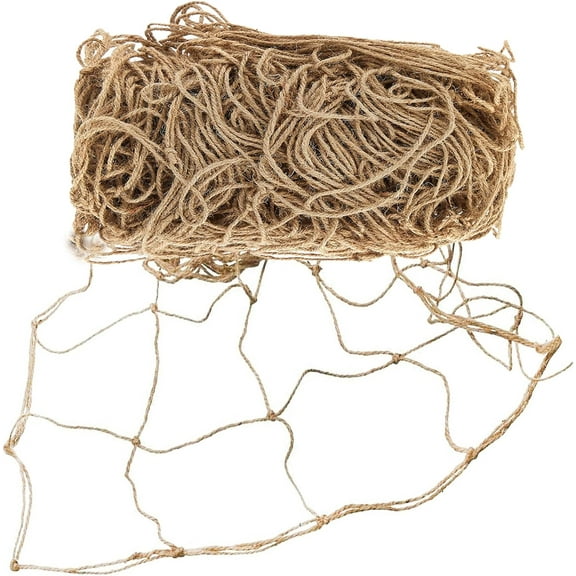 Scheam Plant Support Jute Netting, 4mm Natural Jute Rope Plant Climbing Garden Netting Trellis for Climbing Plants Bean Fruits, Retro Hanging Photo Wall Mesh, Stair Balcony Net(1.8m x 2m)