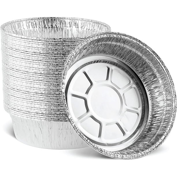Scheam Premium Disposable 9 Inch Aluminum Pie Pans 50 pack Round Foil Baking Tins for Delicious Pies a Crispy Pie Crust or Delectable Tart Quiche Flan or Cake Silver Walmart Business Supplies
