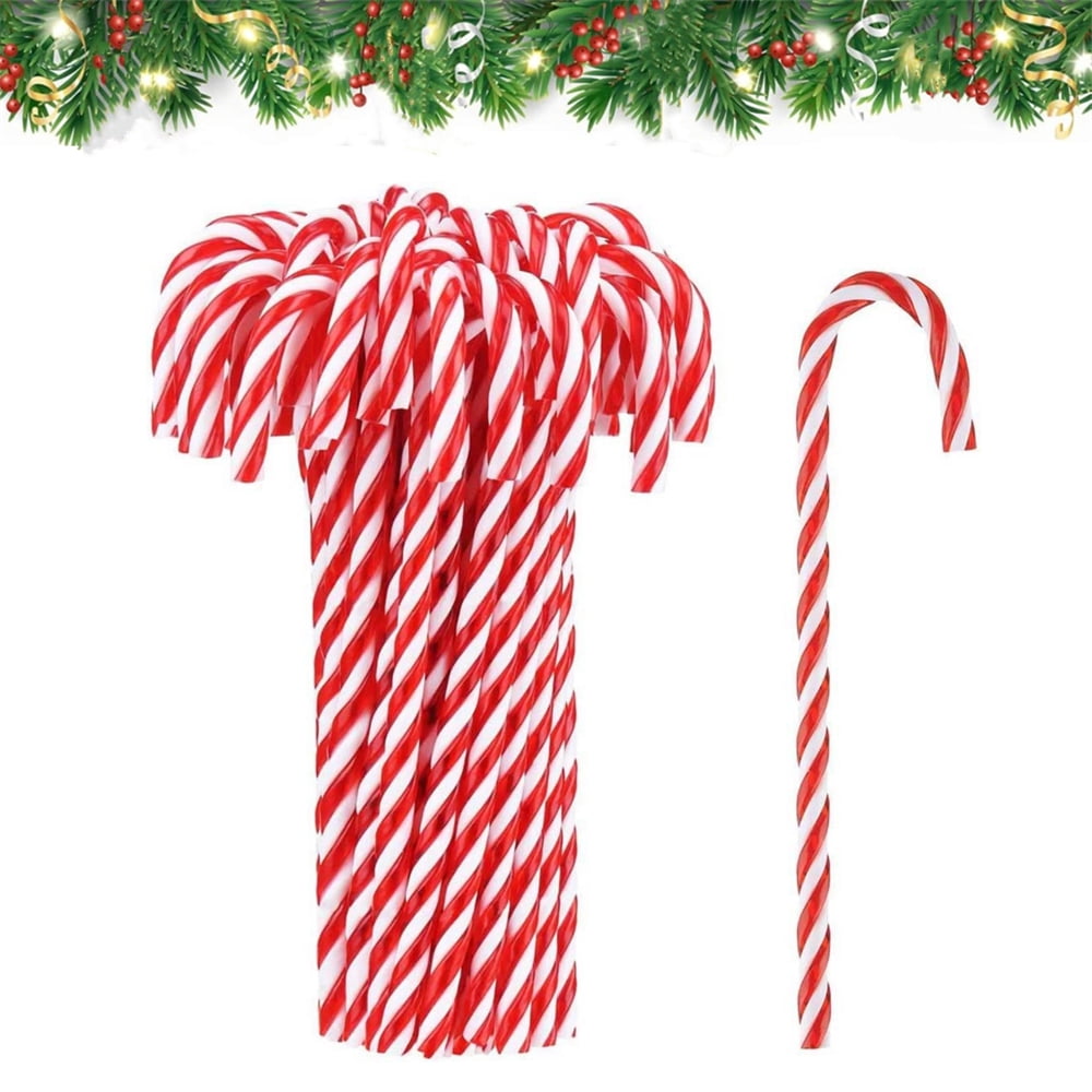 Scheam Red and White Christmas Candy Cane Ornaments Fake Crutch Candy 5 ...