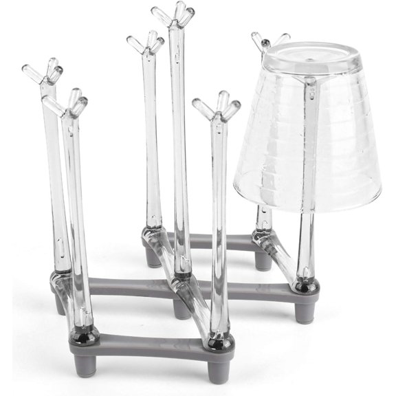 Scheam Retractable Cup Drying Rack, Water Bottle Dryer Rack, ,Plastic Non-Slip Bottom Mug Tree Holder Organizer Rack Stand for Drinking Glass and Sports Bottle Drainer for Kitchen,Gray