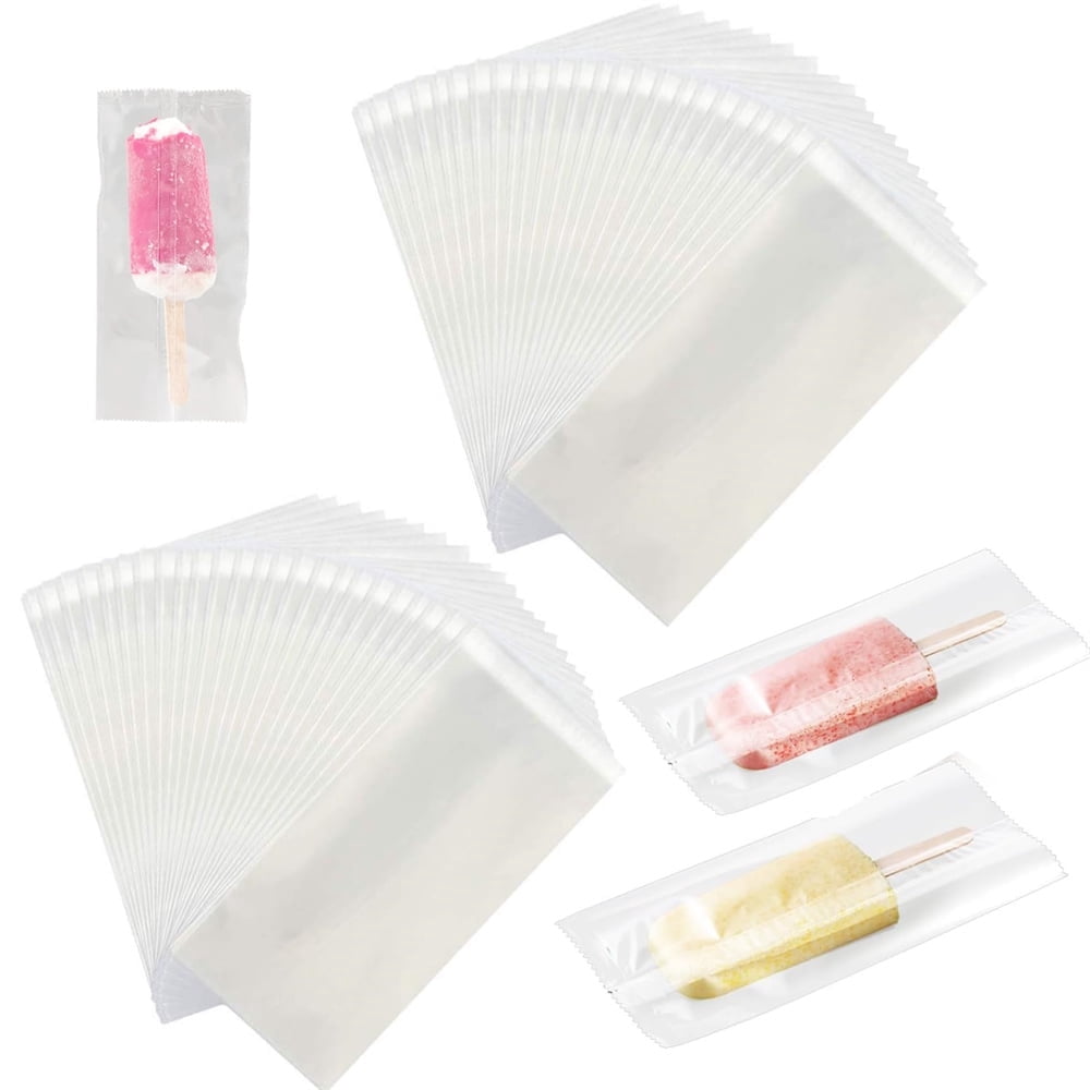 Scheam Sealable Ice Popsicles Bags,Ice Cream Plastic Wrappers,Clear ...