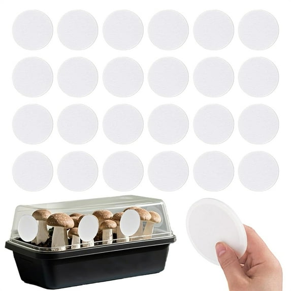 Scheam Self-Adhesive Monotub Filter Pad,24 Pcs Thick Monotub Filter Discs,for Mushroom Growing Supplies,3" Filtration Sticker Replacements for Fruiting Chambers & Cloning Tubs (White)