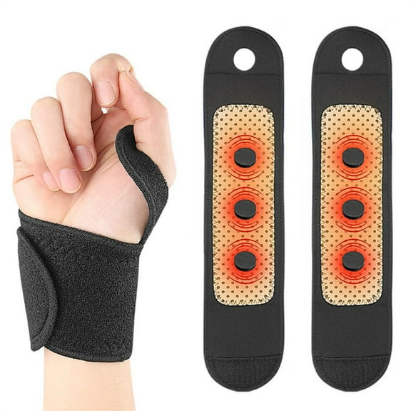 Scheam Self Heating Wrist Support Brace,Magnetic Wrist Band,Elastic Wrist Compression Wrap Band,Therapy Pad,Pain Relief for Women and Men Fitness Sports Tendonitis Carpal Tunnel 2 Pair
