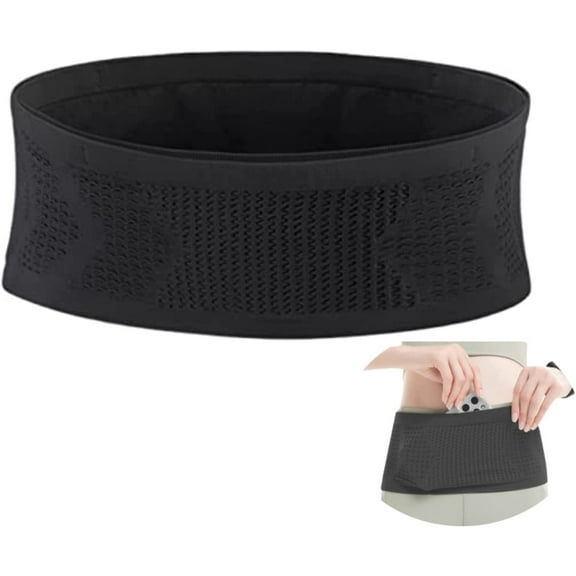 Scheam Slim Running Belt | Travel Money Belt | Waist Bag | Running Waist Pack | Slim Fanny Pack for Running | Hidden Pockets for Travel (Black, m)