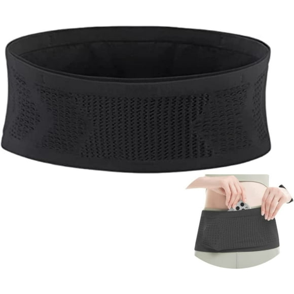 Slim Running Belt | Travel Money Belt | Waist Bag | Running Waist Pack | Slim Fanny Pack for Running | Hidden Pockets for Travel (Black, m)