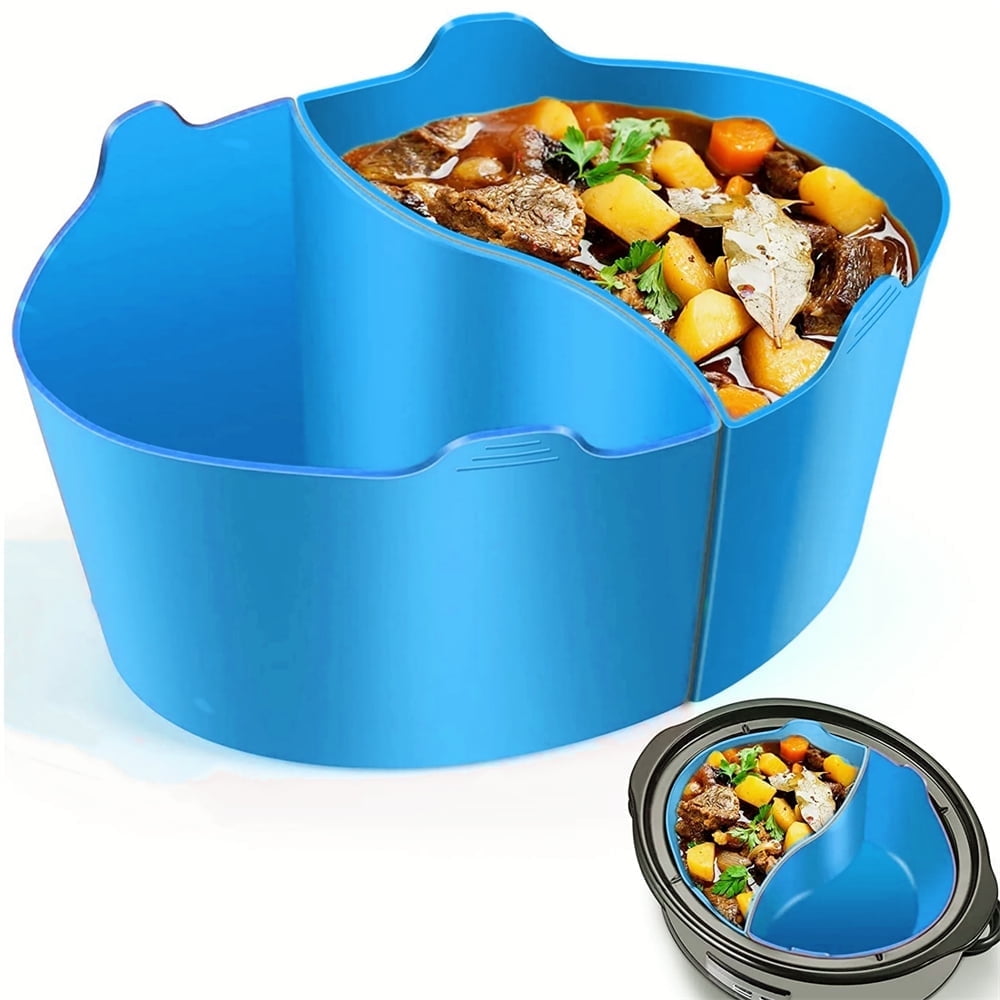 Scheam Slow Cooker Liners Compatible for Crock Pot Liners For 6 Quart Elliptic Slow Cookers, Reusable Silicone Slow Cooker Liner For Crock Pot Divider Insert, Blue