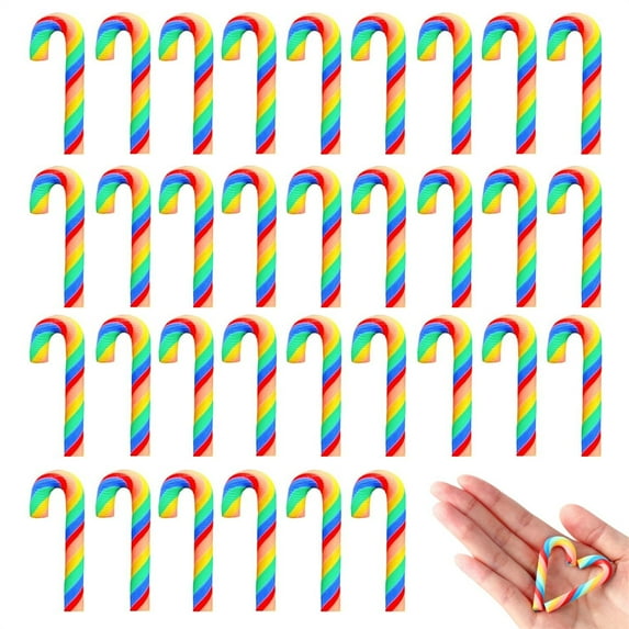 Scheam Small Fake Canes Candy 1.2" Mixcolor Christmas Ornaments Polymer Clay Candy Craft Tree Hanging DIY Decorations for Home Office Xmas Party Miniature Decor 60 Pcs