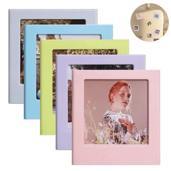Scheam Square Plastic Picture Frames Set 2.8x3.4in Mini Magnetic Photo Frame Colorful Picture Holder Photo Display Frame for Refrigerator Cabinet Home Decor 10 Pcs
