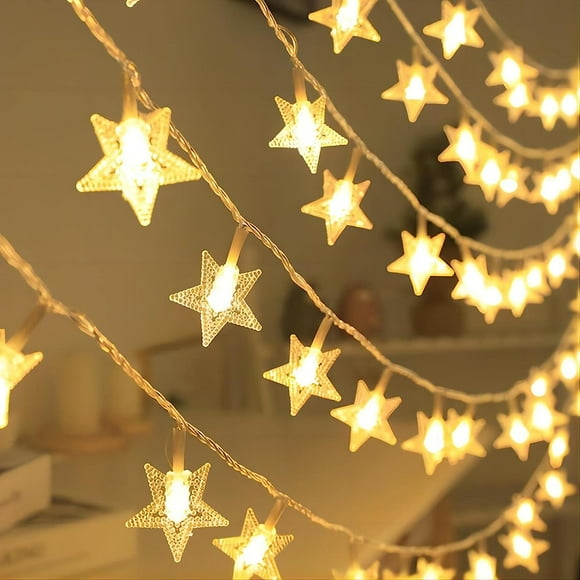 Scheam Star String Lights 19.7 FT 30 LED Fairy Christmas Lights Battery Operated Indoor&Outdoor Twinkle Lights Bedroom Decor for Party Wedding Xmas Tree(Warm White)