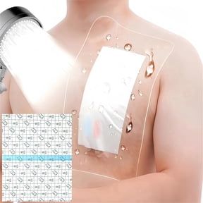 Scheam Waterproof Shower Cover,10 Pcs Peritoneal Dialysis Port Protector,Clear Adhesive Wounds Dressing Bandage,Surgery Incisions Patch 11.8"x9.8"