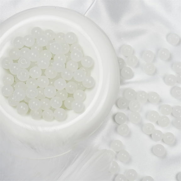 Scheam White Glass Beads,150 Pcs Natural Stone Beads,Mini Agate Jade Beads,Bulk Crystal Beads,Jewelry Making Accessory,for DIY Necklace Earrings Bracelet 8mm